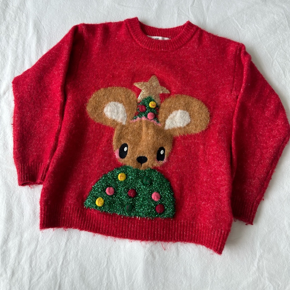 H&M 2-4 y red sparkly  sweater